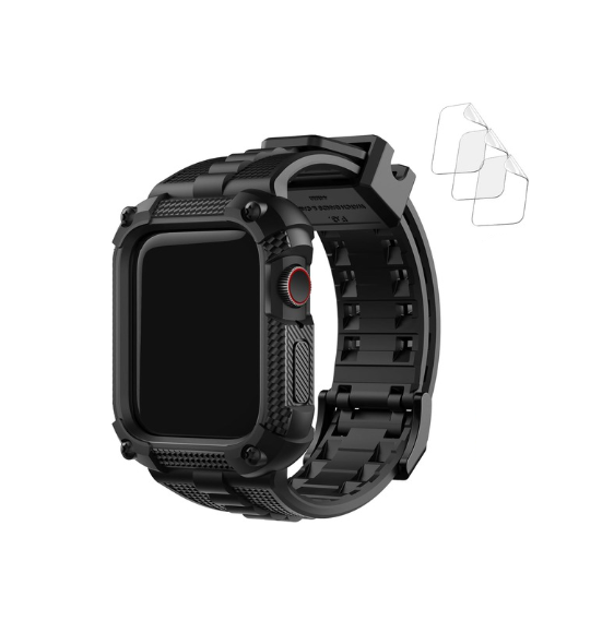 Fullmosa Watch Bands 45mm 44mm, Rugged iWatch Band Silicone with Screen Protector and Bumper Case for Men, Compatible with Apple Watch Series 9/8/7 (45mm)
