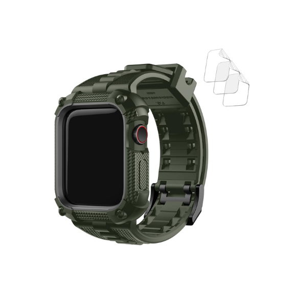 Fullmosa Watch Bands 45mm 44mm, Rugged iWatch Band Silicone with Screen Protector and Bumper Case, Compatible with Apple Watch Series 9/8/7 (45mm)-9