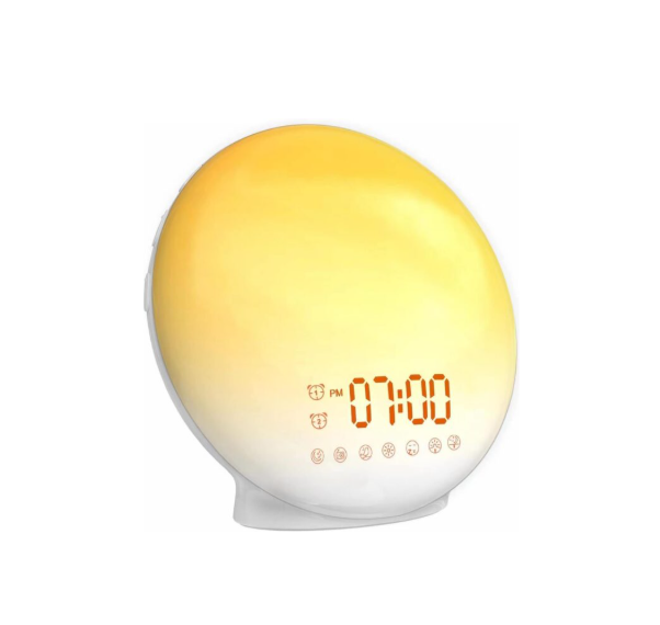 Wake-up Light, Smart Sleep Alarm Clock for Kids Adults, Sunrise Sunset Simulation, 7 Natural Sound Machine,FM Radio, 7 Colors LED Night Light, Bedroom Decor Sleep Aid for Hard Sleepers