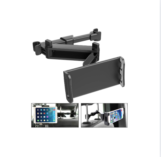 Car Headrest Tablet Mount, Stretchable Ipad Headrest Holder for Car Backseat Universal 360° Rotating Adjustable, Compatible with Phone/Tablet/iPad Mini/Samsung 4"-10.6", Headrest Posts Width 4.7-5.9in