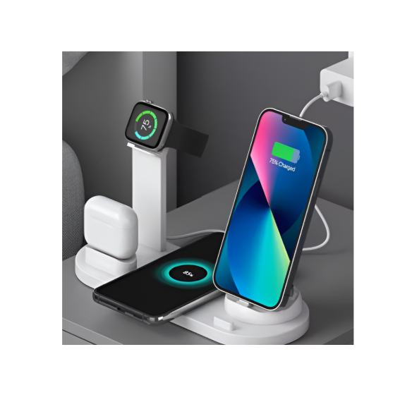 5 In 1 Wireless Charger Stand Pad For iPhone Apple Watch Airpods Desk Phone Chargers Fast Charging Dock Station