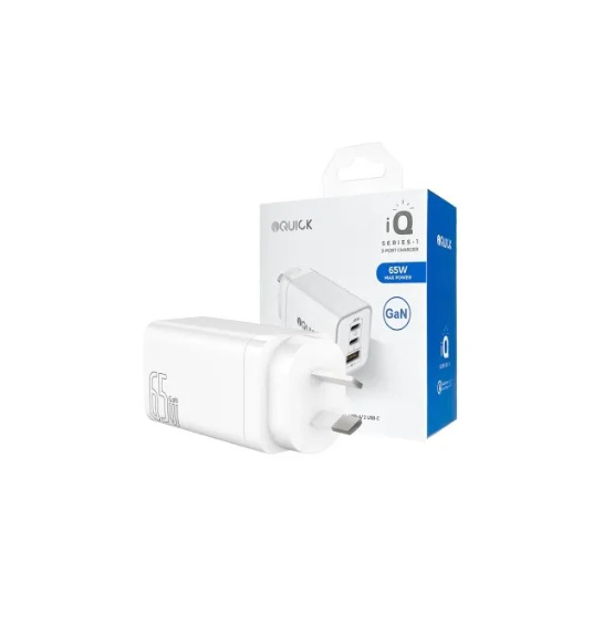 iQuick 65W USB-C Dual Ports Charging Adapter-White