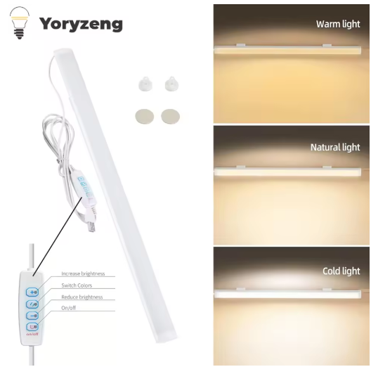 USB Plug Under Cabinet LED Lighting Dimmable 3 Colour Changeable LED Night Light Kitchen Bedroom Lighting With Magnetic Strip