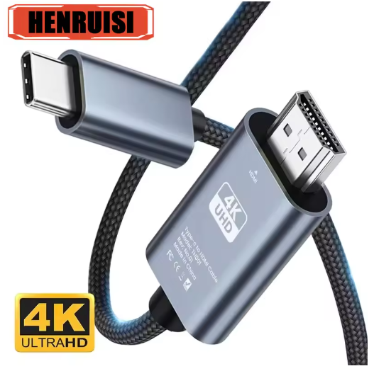 4K 60Hz USB C to HDMI Cable Type C Adapter HDTV Converter Cable for iPhone 16 TV Converter MacBook Air iPad Samsung Laptop