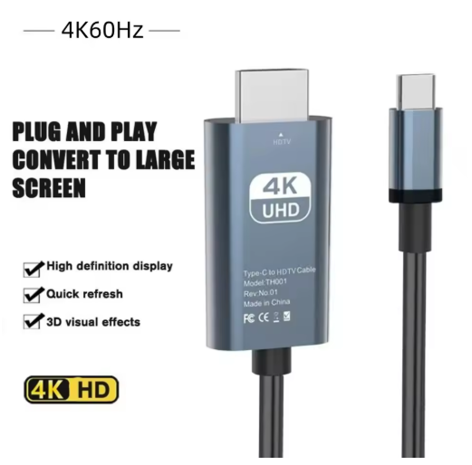 4K 60Hz USB C to HDMI Cable Type C Adapter HDTV Converter Cable for iPhone 16 TV Converter MacBook Air iPad Samsung Laptop