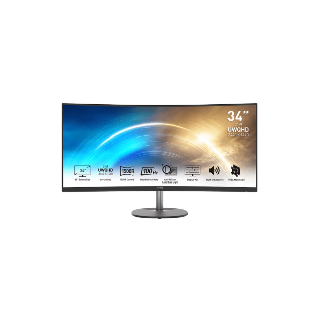 MSI PRO MP341CQ 34" Ultra-wide QHD VA 100Hz Curved Business Monitor
