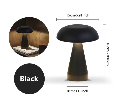 Retro table lamp Mushroom LED Night Light Rechargeable desk lamp Touch Sensor Reading Lights for bedroom Restaurant Bar Decor-2