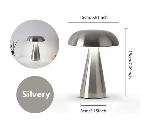 Retro table lamp Mushroom LED Night Light Rechargeable desk lamp Touch Sensor Reading Lights for bedroom Restaurant Bar Decor-5
