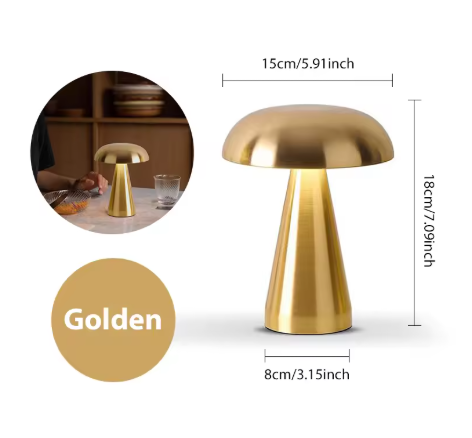 Retro table lamp Mushroom LED Night Light Rechargeable desk lamp Touch Sensor Reading Lights for bedroom Restaurant Bar Decor-3