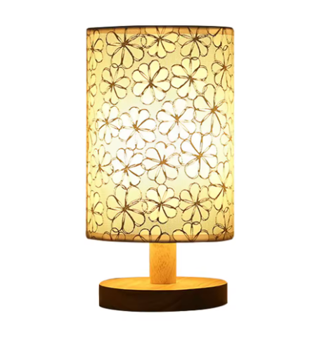 USB Bedside Lamp Night Lights Table Lamp For Bedroom Wooden Desk Lamp Bedside Night Light with Cylinder Lamp Shade Home Decor-6