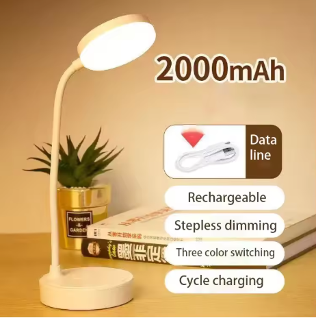Portable LED Desk Lamp USB Plug in Table Light Support 3 Color Stepless Dimming Eye Protection Bedroom Bedside Lamp