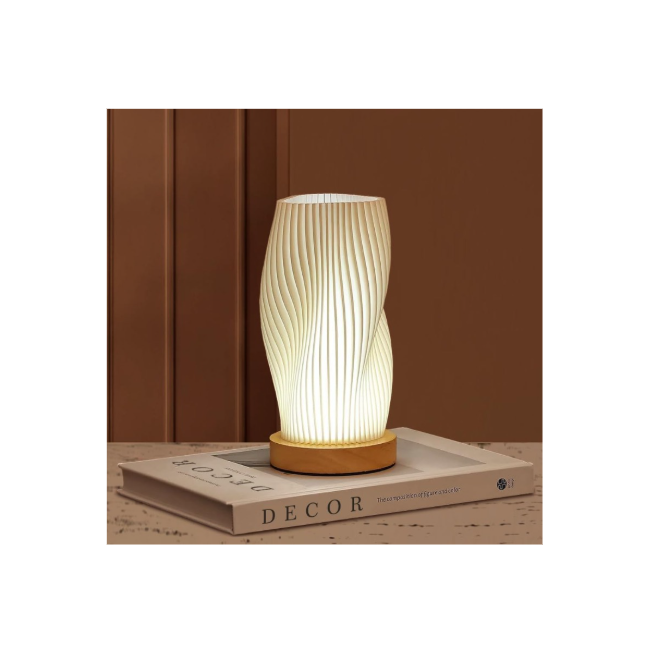 Clora Table Bedside Lamp Small LED Night Light Woodbase Button Control Atmosphere Dimmable Minimalist Nightstand Desk Lamps PLA Lampshade Living Room,Lounge,Bedroom, Kids Room,College Dorm, Home
