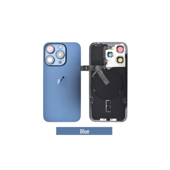 Rear Cover Glass with Camera Lens Glass and Wireless Flex for iPhone 15 Pro-Blue Titanium