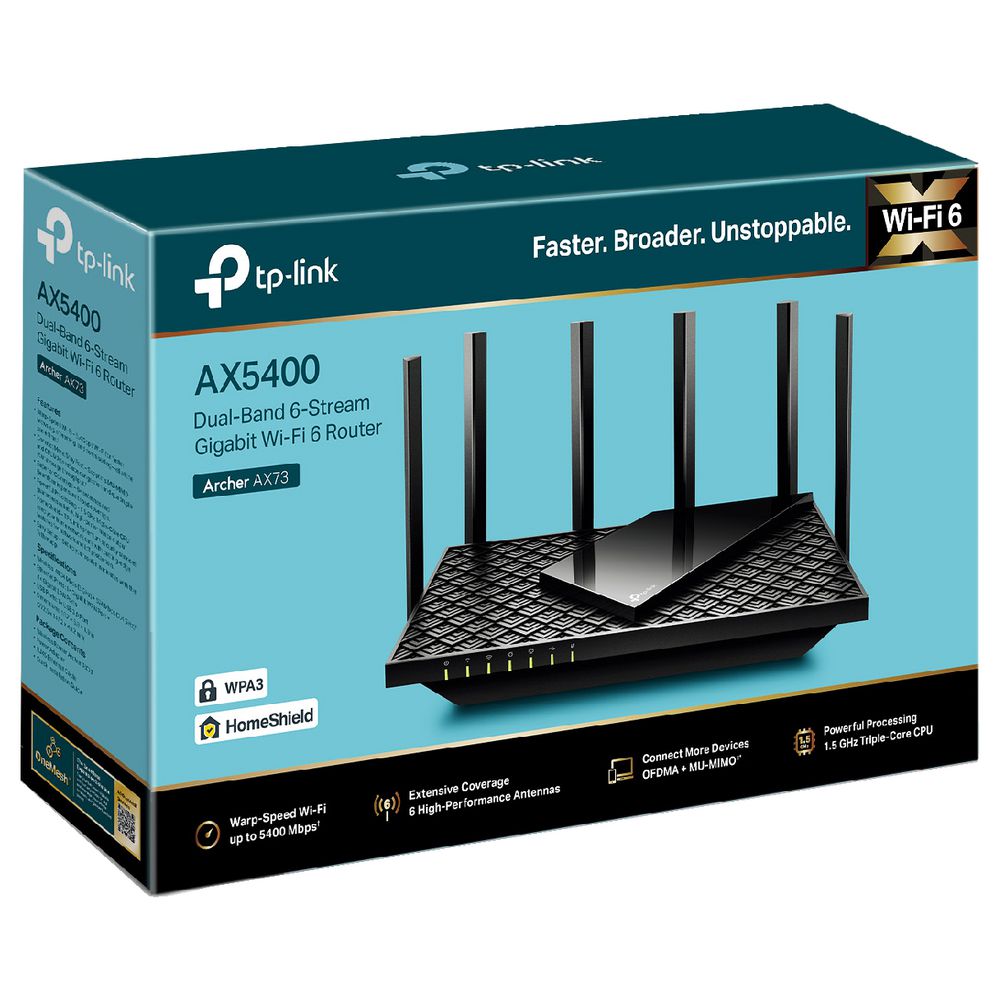 TP-Link Archer AX73 AX5400 Dual-Band Gigabit Wi-Fi 6 Router – Black
