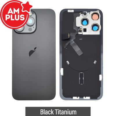 AMPLUS Rear Cover Glass with Camera Lens Glass & Wireless NFC Charging with Flash Flex Cable for iPhone 15 Pro Max-2