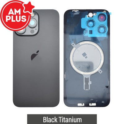 AMPLUS Rear Cover Glass with Camera Lens Glass and MagSafe Magnet for iPhone 15 Pro Max