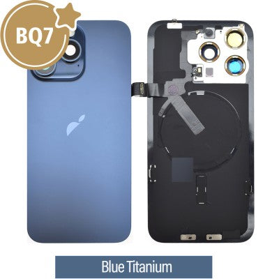 BQ7 Rear Cover Glass with Camera Lens Glass & Wireless NFC Charging with Flash Flex Cable for iPhone 15 Pro Max-1