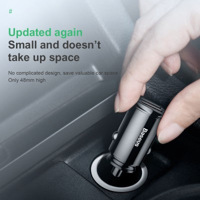 Baseus Circular Plastic A+A 30W Dual QC3.0 Quick Car Charger-Black