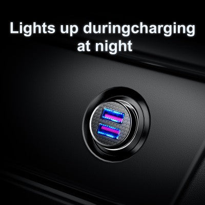 Baseus Circular Plastic A+A 30W Dual QC3.0 Quick Car Charger-Black