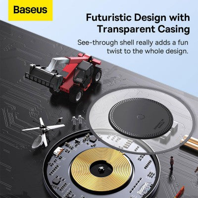 Baseus Simple 2 Wireless Charger 15W With Type-C To Type-C Cable-Cluster Black