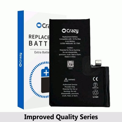 Crazy Improved Quality Replacement Battery for iPhone 16 Pro Max – 4685mAh (TI 27546) + Adhesive Strips-1