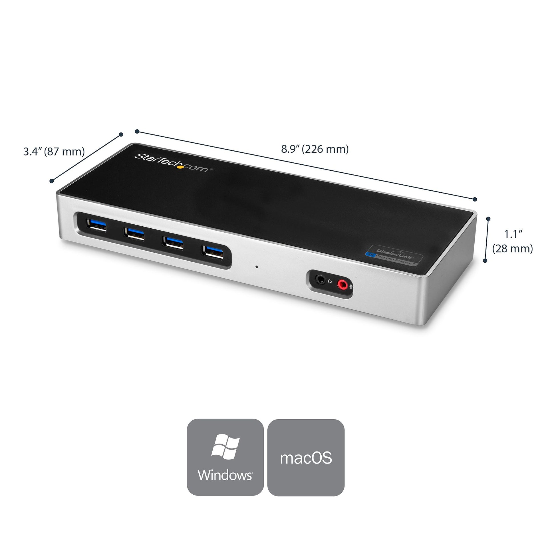 StarTech USB-C & USB-A Hybrid Dock – Dual 4K 60Hz Laptop Docking Station with DisplayPort & HDMI