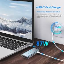 USB C Hub 4K HD Wireless Charger Multiport Adapter with PD Type-C Docking Station VGA RJ45 TF SD Card Reader for Macbook 13 in1