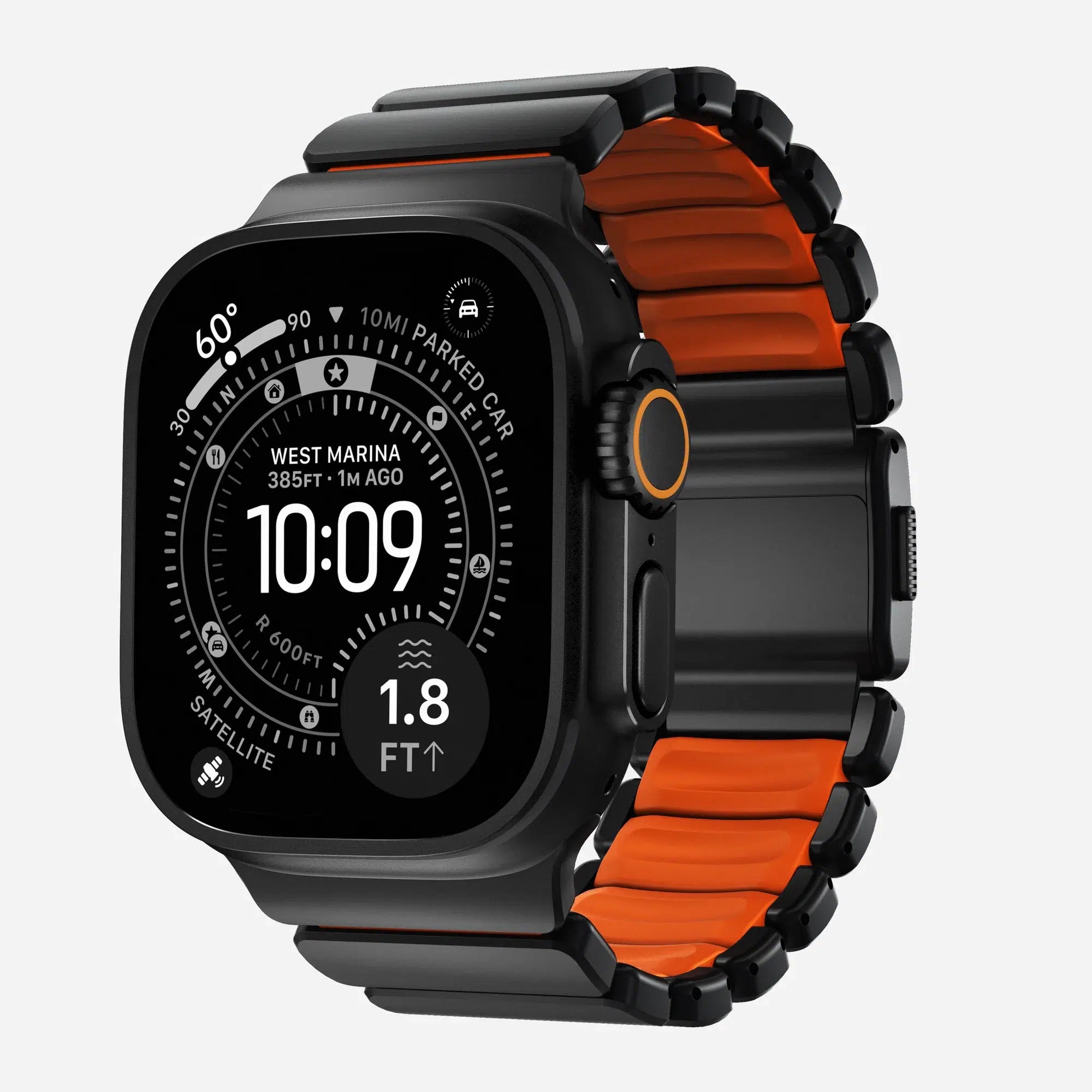 NOMAD Stratos Band – Ultra Orange (FKM + Titanium Hardware, Black Finish)