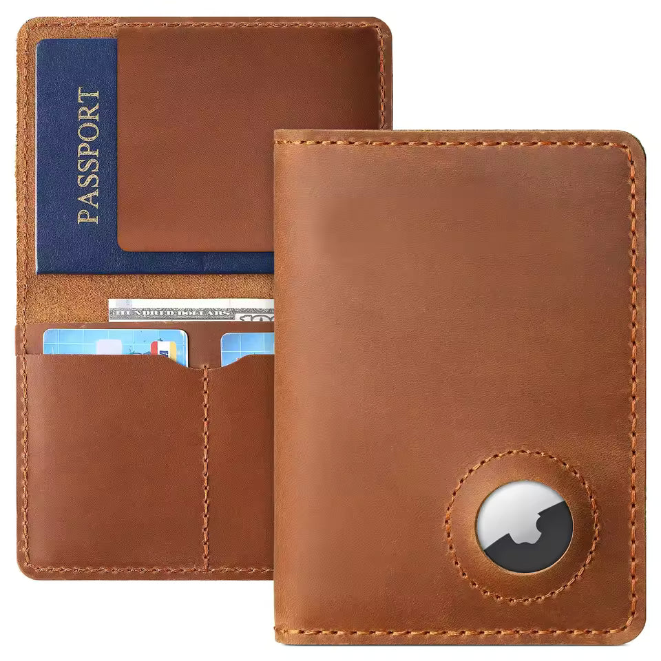 Airtag Passport Holder Wallet – Full Grain Leather RFID Travel Case Aussiez Goods Hub