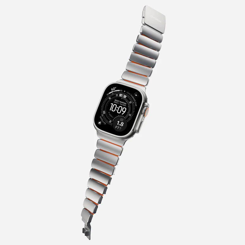 NOMAD Stratos Band – Ultra Orange (FKM + Titanium Hardware, Silver Finish)