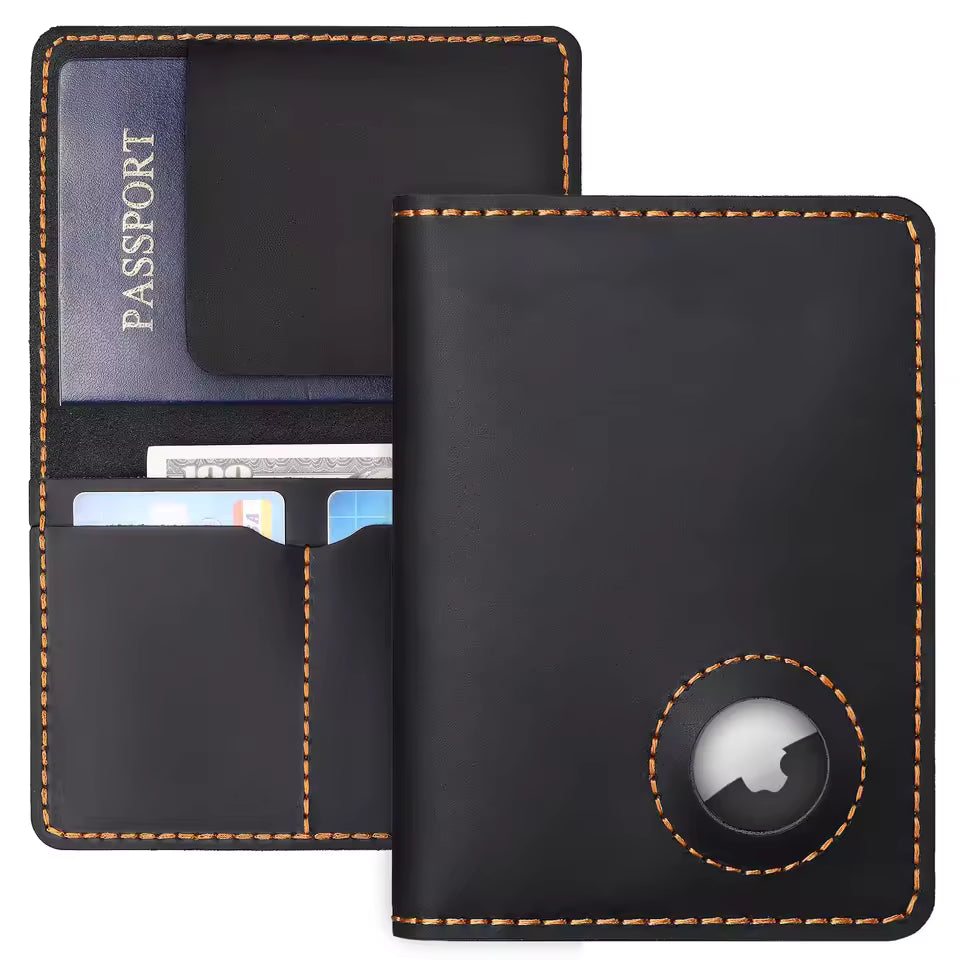 Airtag Passport Holder Wallet – Full Grain Leather RFID Travel Case Aussiez Goods Hub
