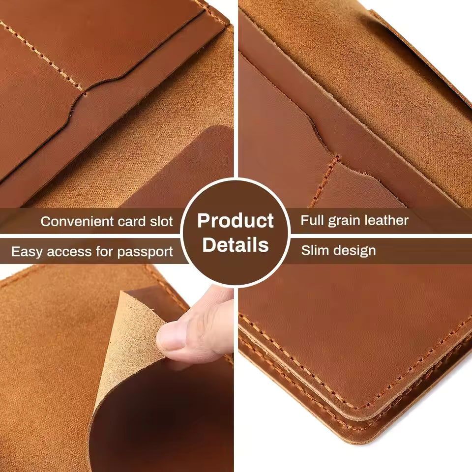 Airtag Passport Holder Wallet – Full Grain Leather RFID Travel Case Aussiez Goods Hub