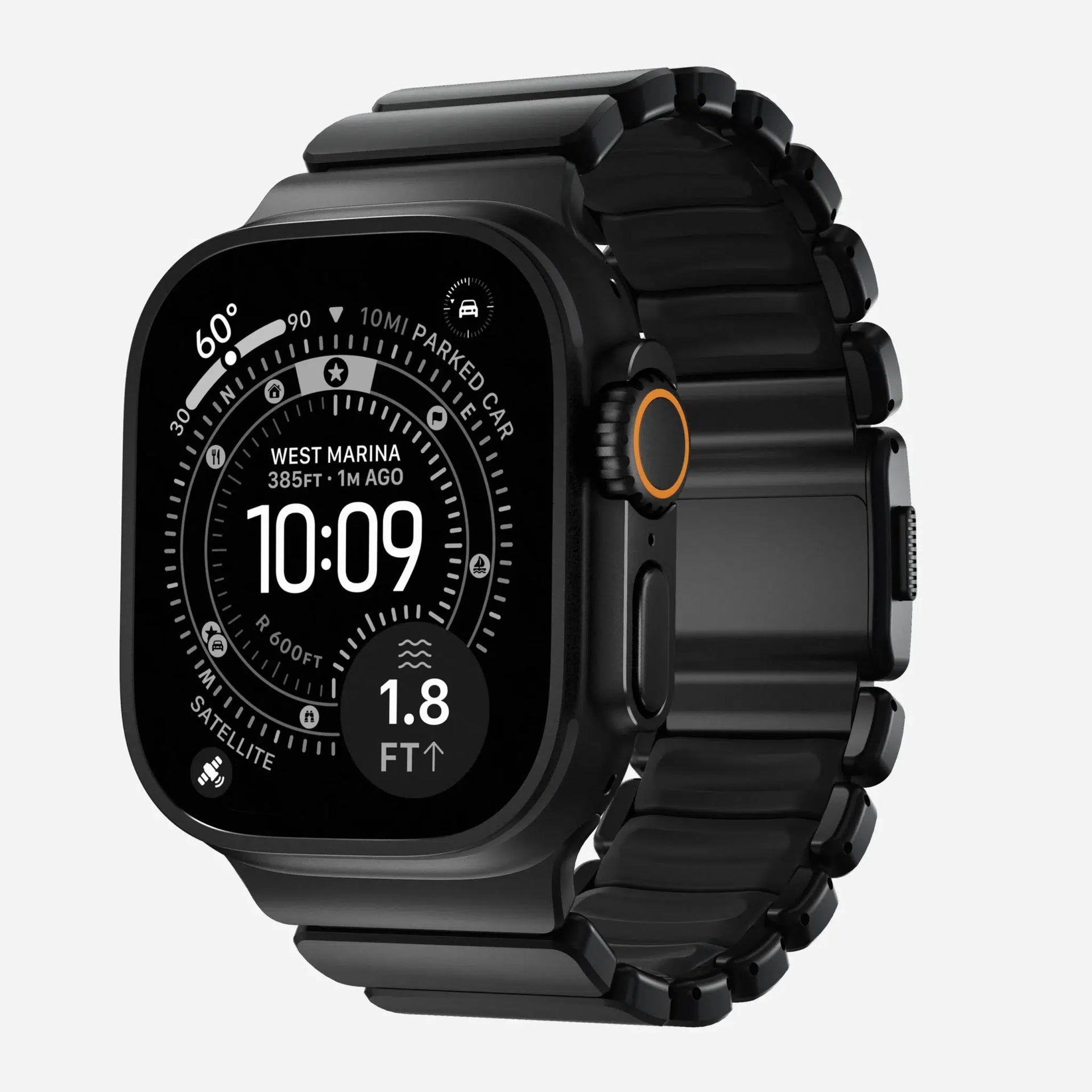 NOMAD Stratos Band – Black (FKM + Titanium Hardware, Black Finish)