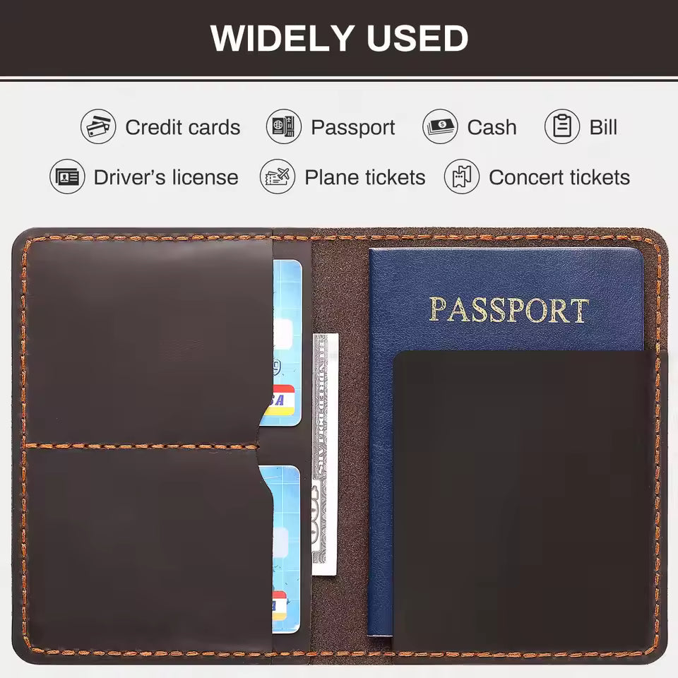 Airtag Passport Holder Wallet – Full Grain Leather RFID Travel Case Aussiez Goods Hub