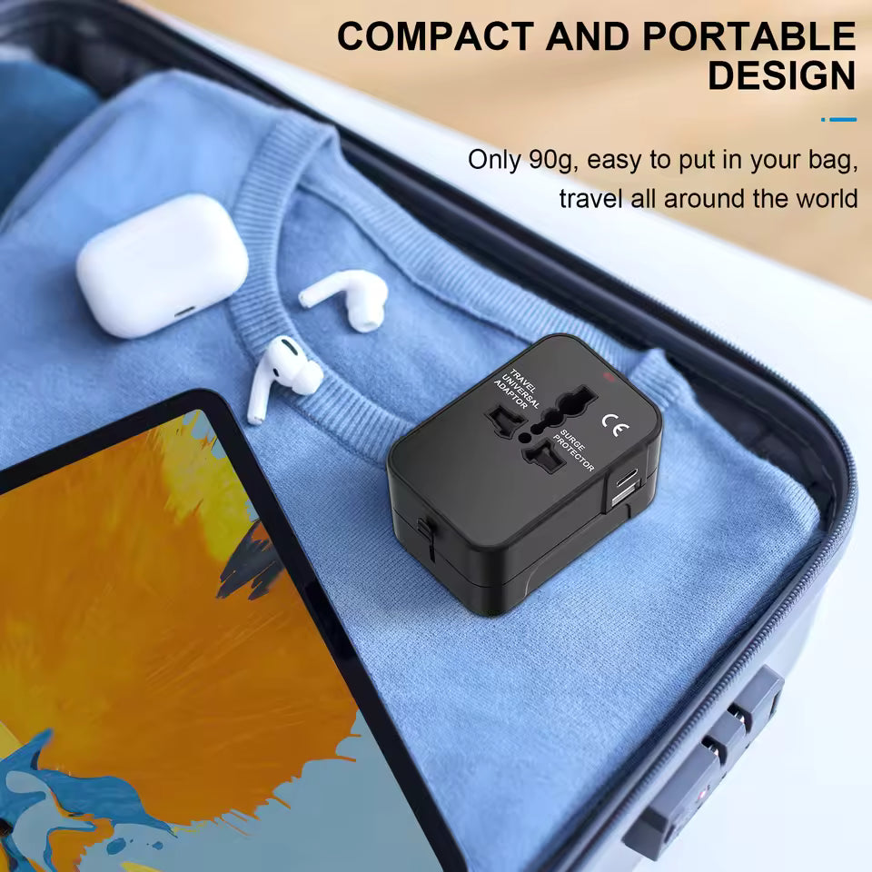 Universal Travel Adapter with USB-C & USB-A Aussiez Goods Hub