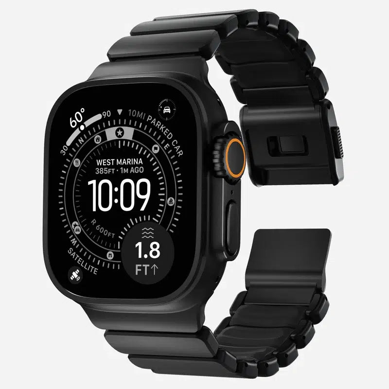 NOMAD Stratos Band – Black (FKM + Titanium Hardware, Black Finish)