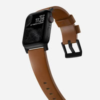 NOMAD Modern Band – English Tan Leather Strap for Apple Watch (Black Hardware)