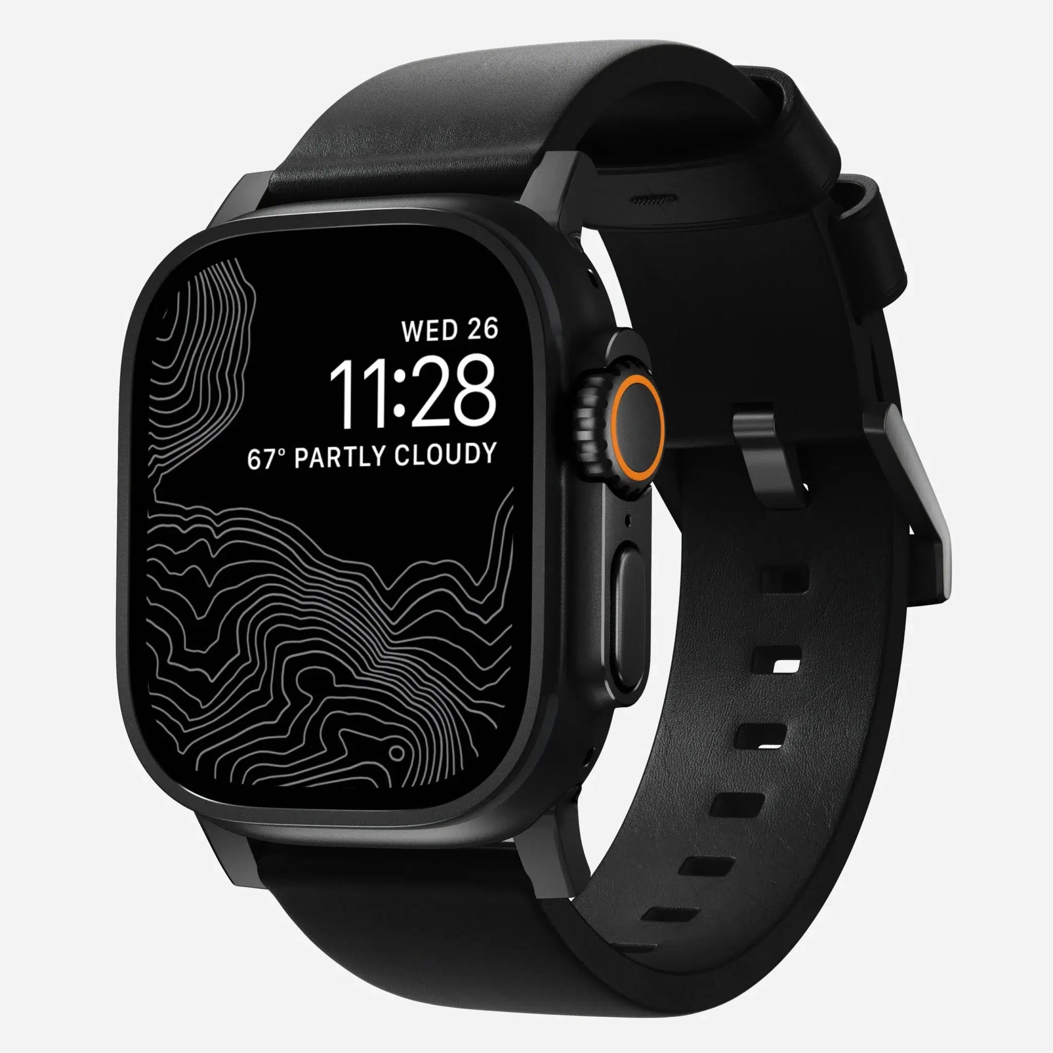 NOMAD Modern Band – Premium Black Leather Strap for Apple Watch