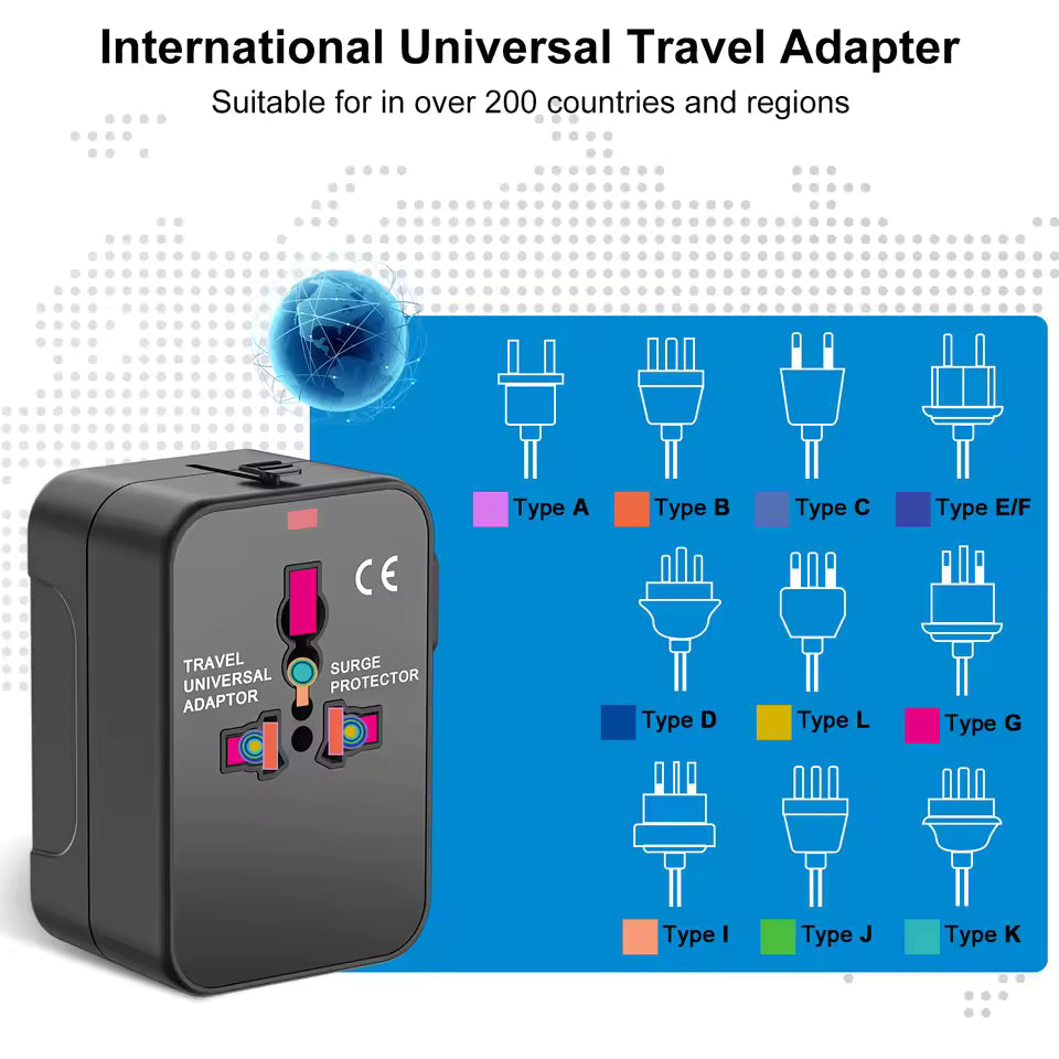 Universal Travel Adapter with USB-C & USB-A Aussiez Goods Hub