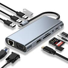 USB C Hub 4K HD Wireless Charger Multiport Adapter with PD Type-C Docking Station VGA RJ45 TF SD Card Reader for Macbook 13 in1