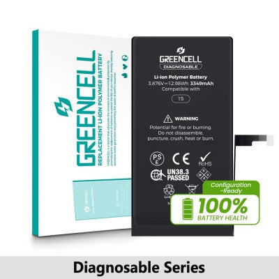 Greencell Diagnosable Replacement Battery for iPhone 15 – 3349mAh
