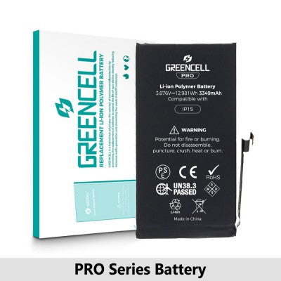 Greencell PRO Series Replacement Battery for iPhone 15 – 3349mAh