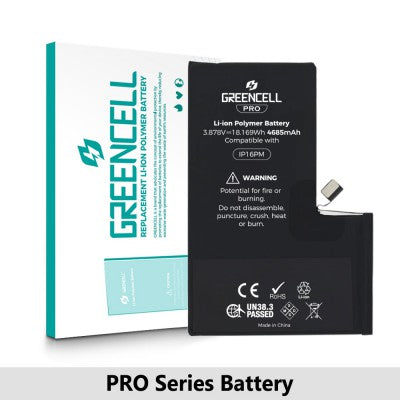 Greencell PRO Series Replacement Battery for iPhone 16 Pro Max (4685mAh, TI Chip 27546-A3)