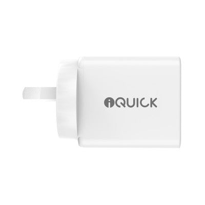 iQuick GaN II 30W PD3.0+QC3.0 Dual Ports Charging Adapter-White