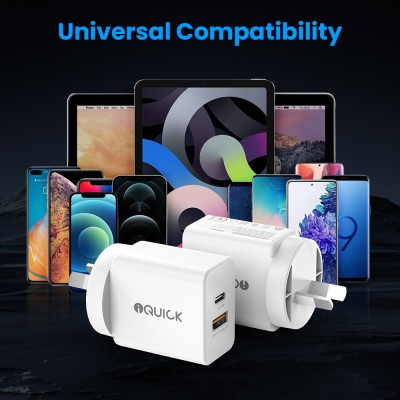 iQuick GaN II 30W PD3.0+QC3.0 Dual Ports Charging Adapter-White
