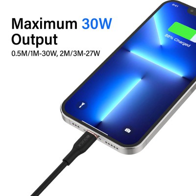 iQuick PowerWire 1 Series TPE Charging Data Cable Type-C to iP 3m