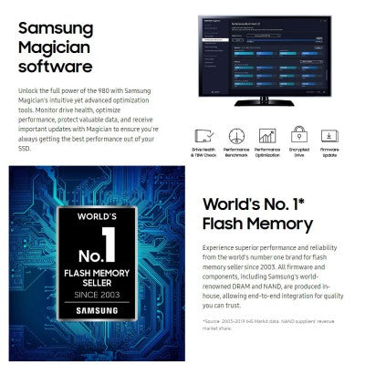 Samsung 1TB 980 PCIe 3.0 V-NAND NVMe M.2 SSD (MZ-V8V1T0BW)