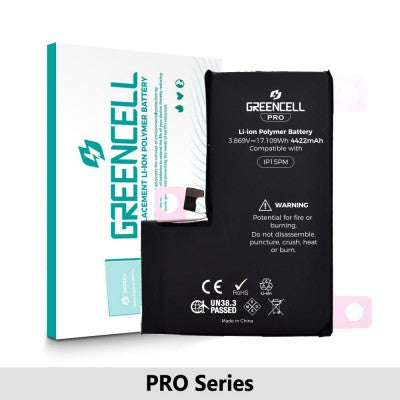 Greencell PRO Series Replacement Battery for iPhone 15 Pro Max – 4422mAh (TI 27546-A3 IC)