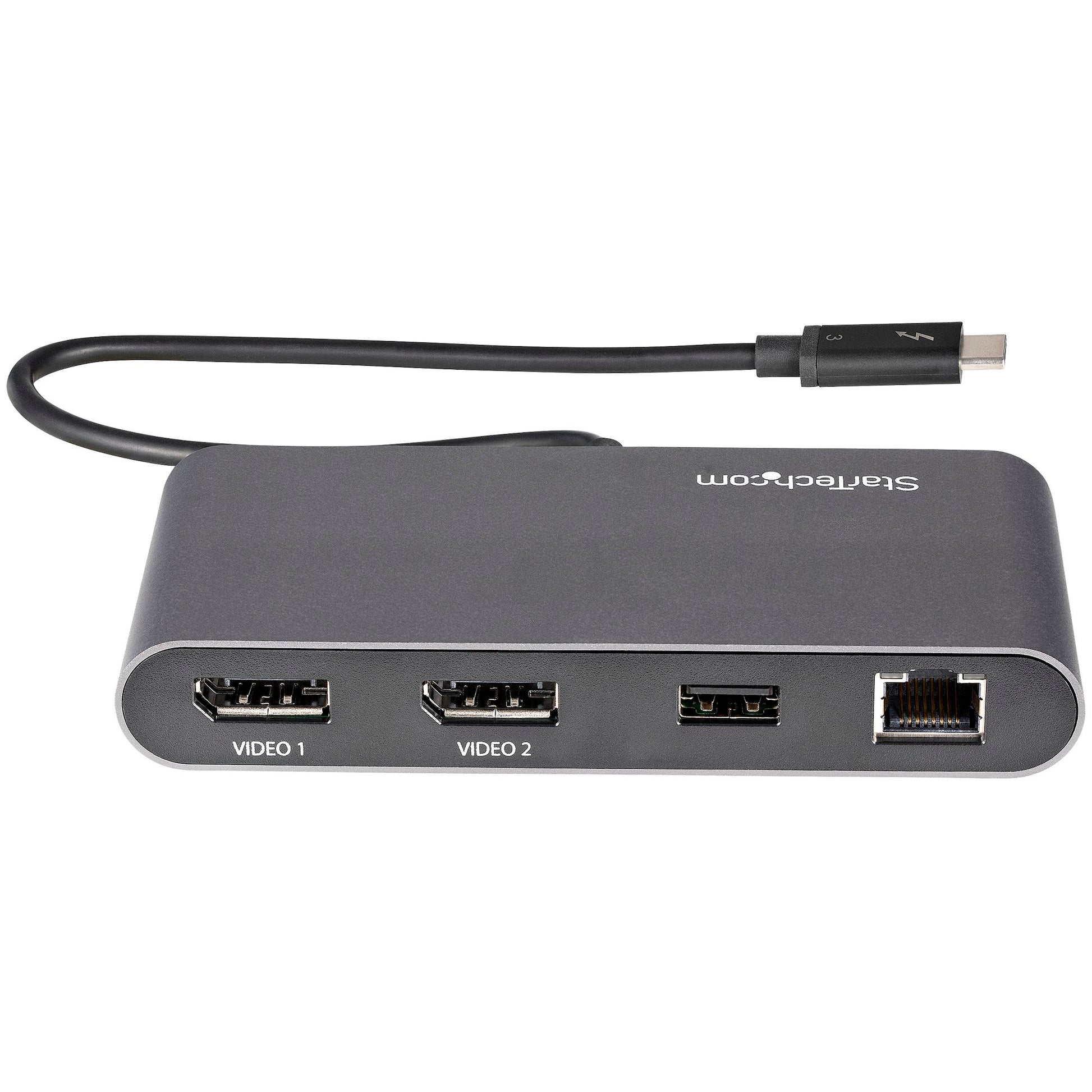 Dual-Monitor Thunderbolt Mini Dock – 4K 60Hz DisplayPort Portable Dock with Gigabit Ethernet-4