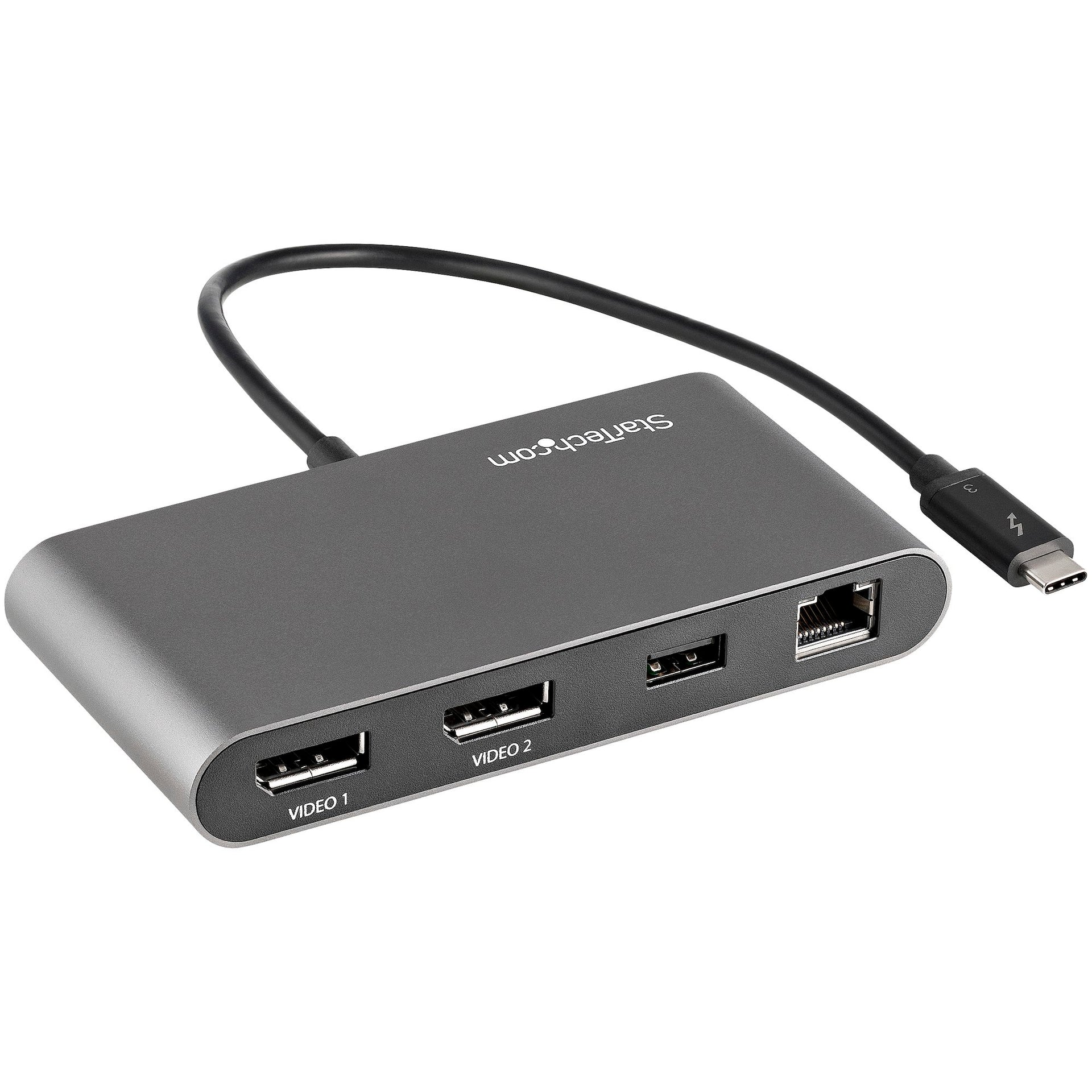 Dual-Monitor Thunderbolt Mini Dock – 4K 60Hz DisplayPort Portable Dock with Gigabit Ethernet